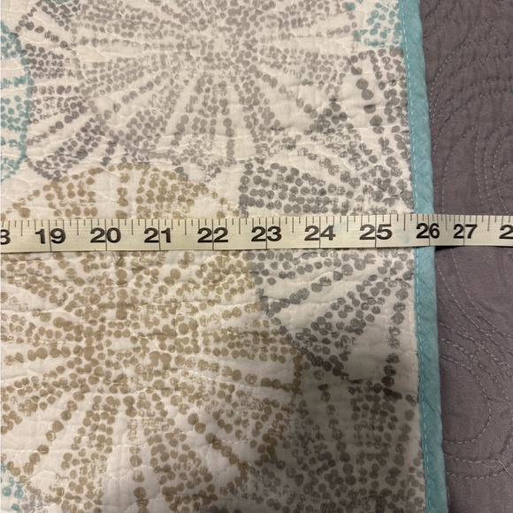 Pillow Shams Queen Set of 2 Tie closure Nicole Miller Aqua/Taupe/Grey Print - Picture 9 of 11